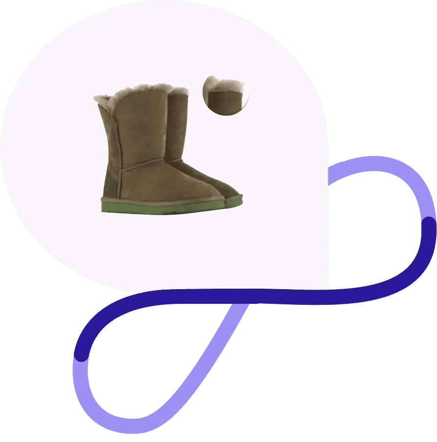 Photo masking applied to suede boots with fur lining, ensuring clean edges for a white background presentation.